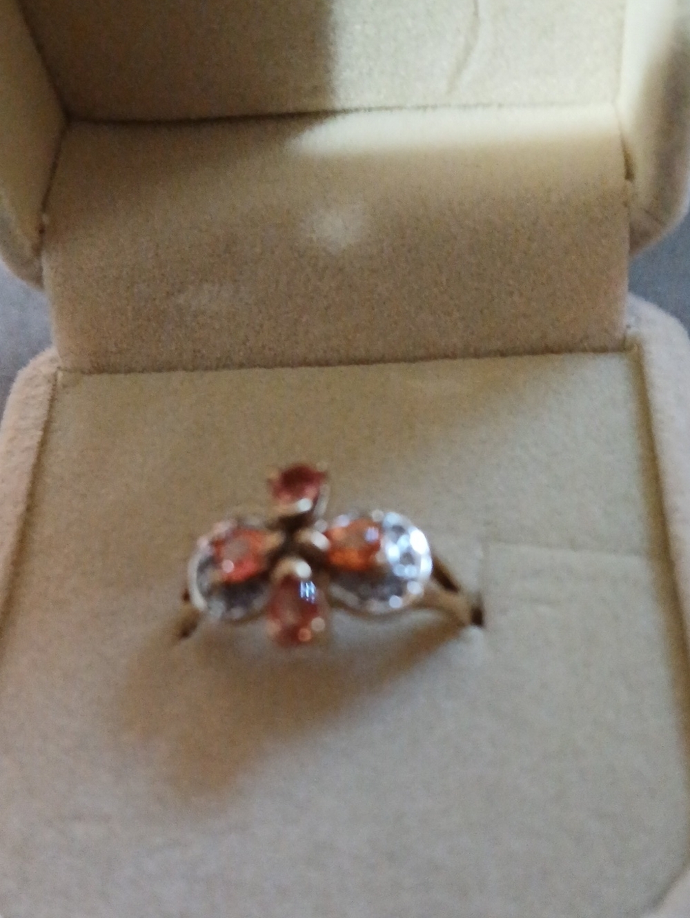 Vintage 14k Orange Topaz & Diamond Size 7 Ring